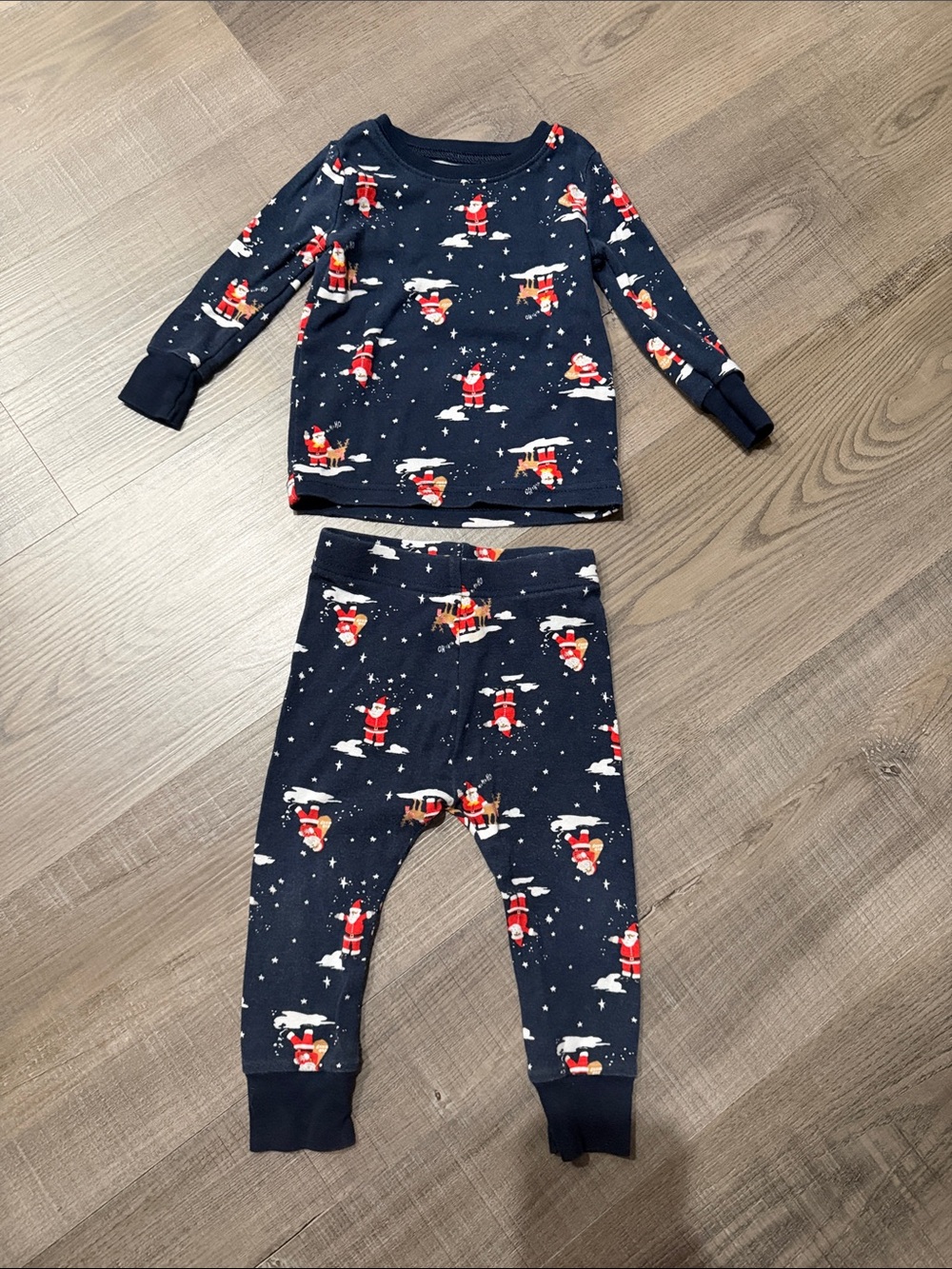 Old navy Kids Navy Santa Print Pajama Set